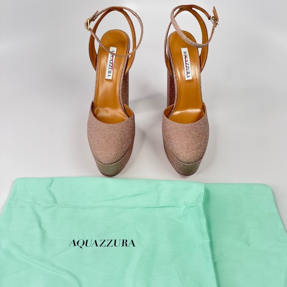 AQUAZZURA So High 140MM Plateau Metallic Pumps Size 39 - Picture 4 of 13